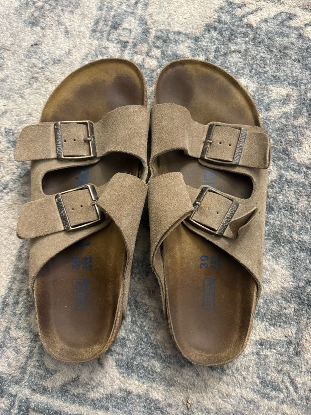Birkenstock Arizona Suede Two-Strap Sandals in Taupe Brown